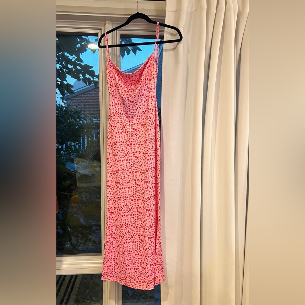Pink Patterned Midi Dress - Picture 2 of 3